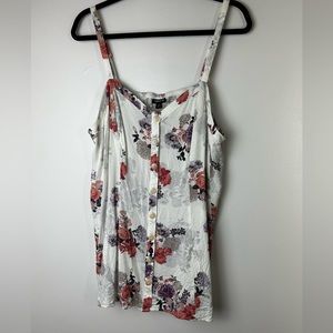 Torrid size 2 white floral blouse spaghetti strap button down top